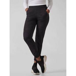Athleta Brooklyn Textured Lined Jogger Pants Sz 4 Black Camo Pockets Pull On